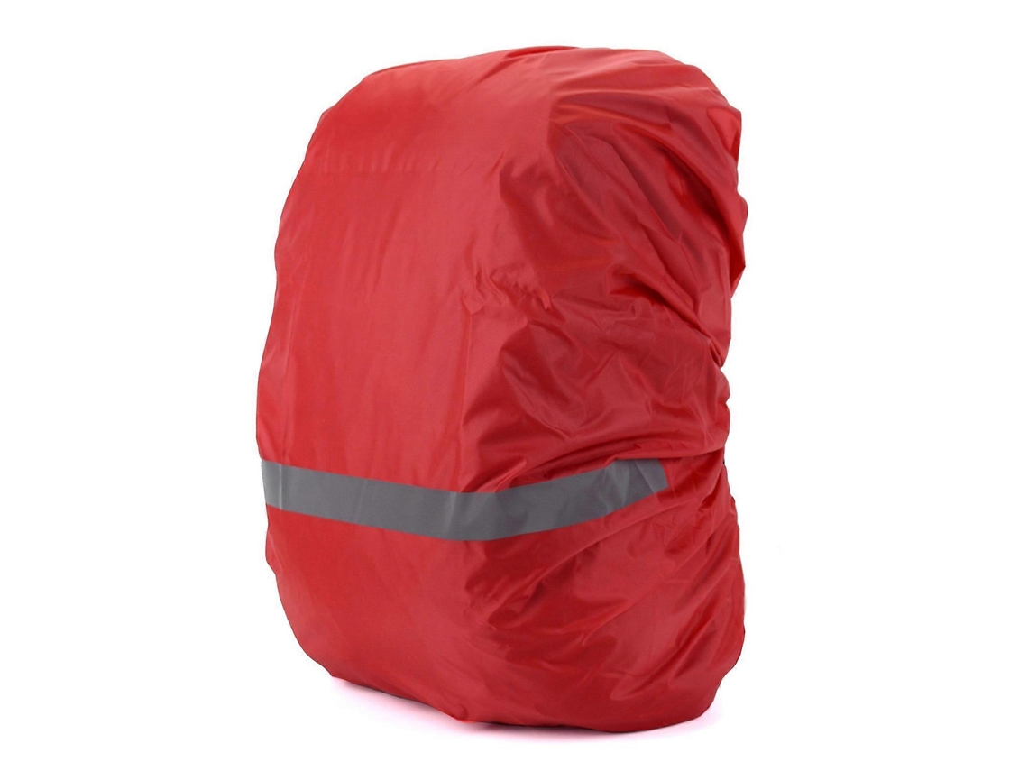 Funda impermeable y reflectante para mochilas, ideal para senderismo, acampada y viajes al aire libre. Color rojo, talla M.