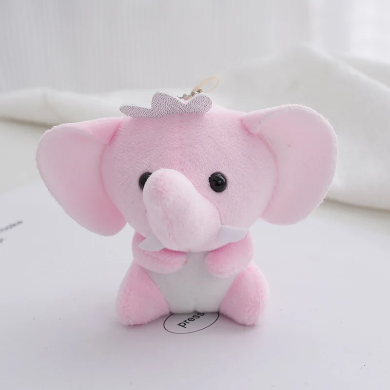 Llavero de peluche de elefante, recuerdo del zoológico (rosa), 10 cm