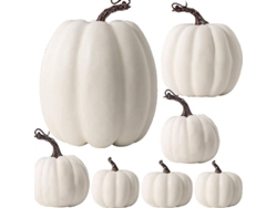 7 Calabazas Artificiales De Espuma, Decoración De Otoño, Accesorios Para Halloween Thanksgiving Navidad Blanco