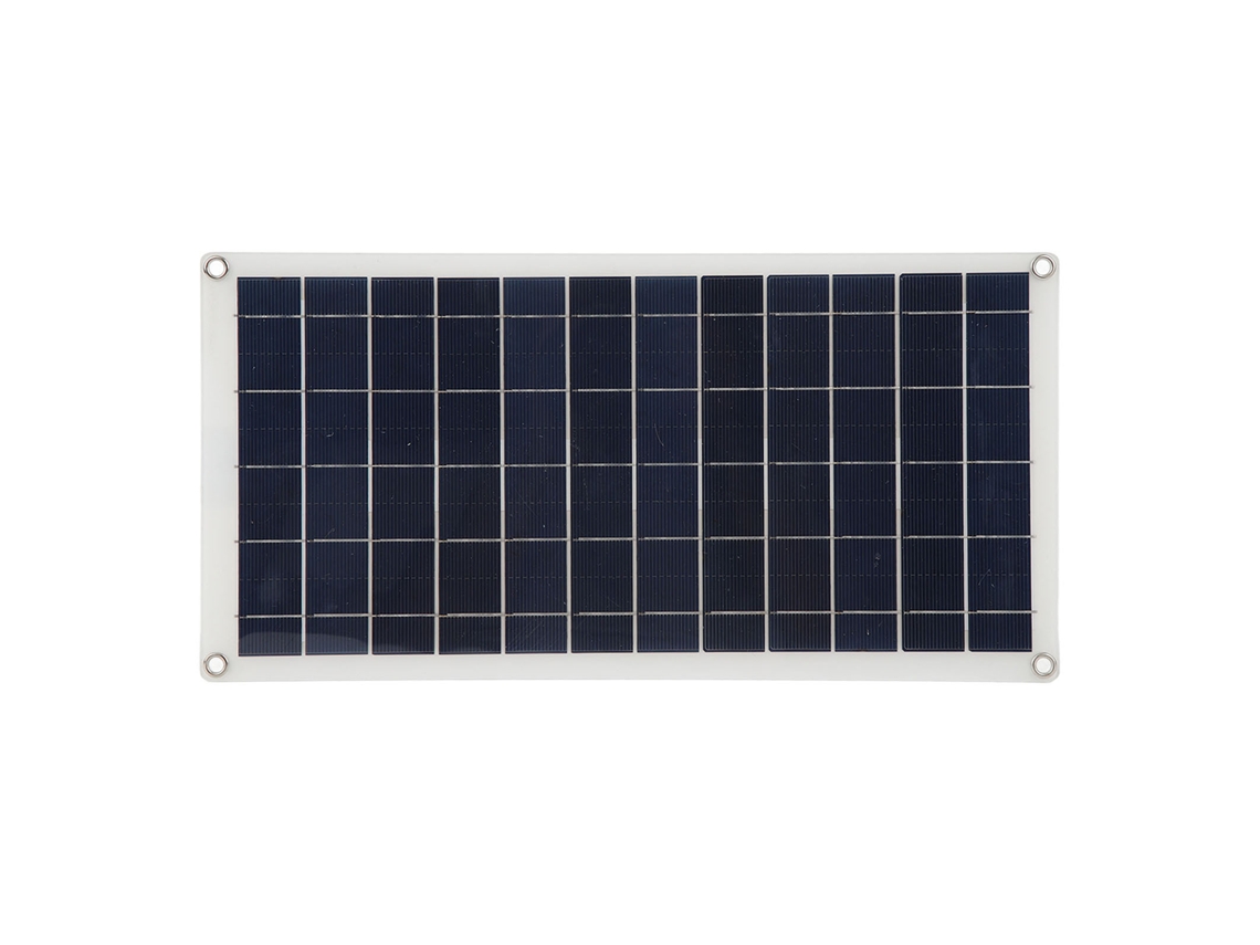 Cargador de panel solar flexible de 10 W con protección IP65 y puerto USB.