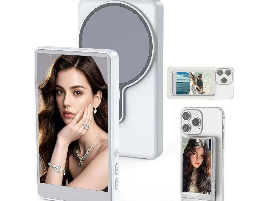 Pantalla trasera magnética para celulares, gran pantalla 4k HD de alta definición con transmisión en vivo y duplicación, gris con botón Bluetooth, Yunzii