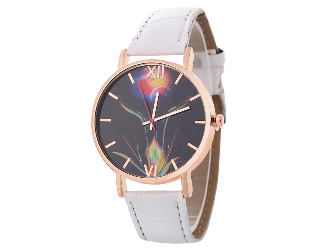 Reloj De Cuarzo Con Correa De Cuero Estilo Simple Y Moderno Para Pareja (blanco)