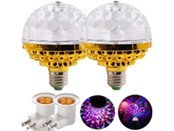 2 Peças de Luz de Discoteca  com Soquetes Led Rgb Lâmpada de Festa Estroboscópica