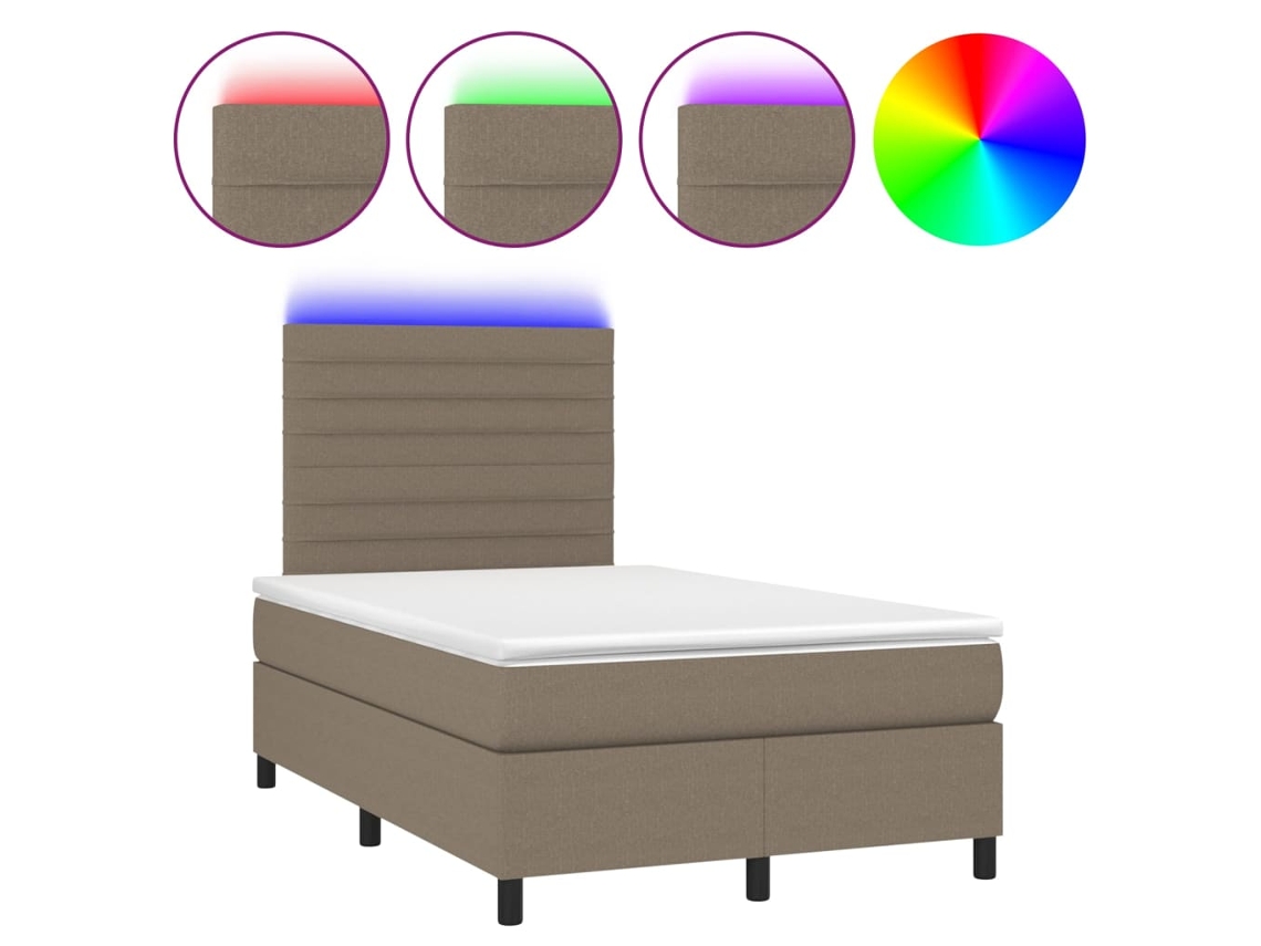 Cama Con Somier VIDAXL Gris Topo Tela (120x200 cm)