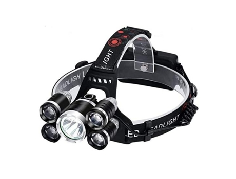 Linterna frontal LED Pesca Linterna Uso 18650 Batería Linterna Linterna Zoom Lámpara de cabeza Antorcha Camping Luz de cabeza (Negro) CHRONUS