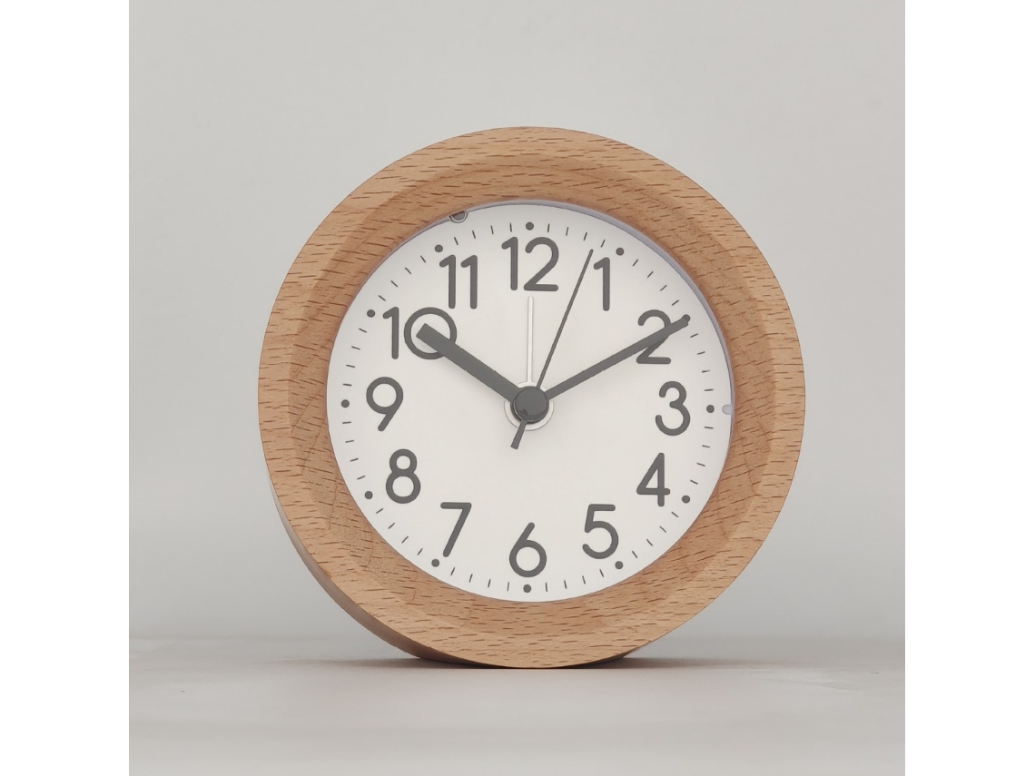 Reloj Despertador Analógico, Silencioso, Con Función De Repetición, De Madera.