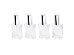 KOFIHETY Distribuidores de perfumes, envases de vidrio transparente con acabado brillante, botellas de spray recargables para viajes, 50 ml, diseño elegante co