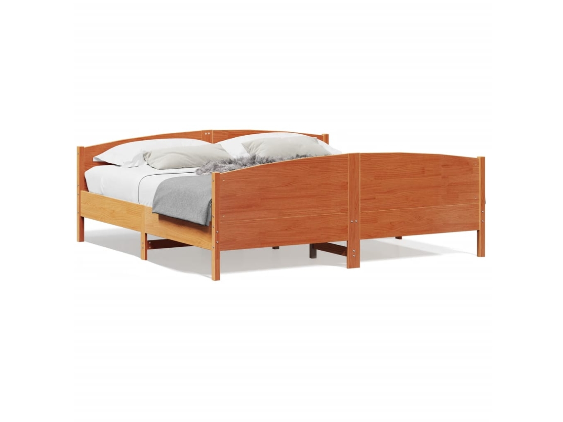 Maison Exclusive - Cama Sin Colchón Madera Maciza De Pino Marrón Cera 200x200 Cm