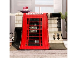 Manta de microfibra con estampado de cabina telefónica, 150x200cm
