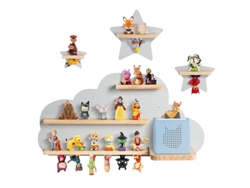 Estantería de pared magnética Todeco para Toniebox y Tonies, hasta 20-25 figuras Tonie, Tonie Regal Girl y Boy, Grey Cloud y Star