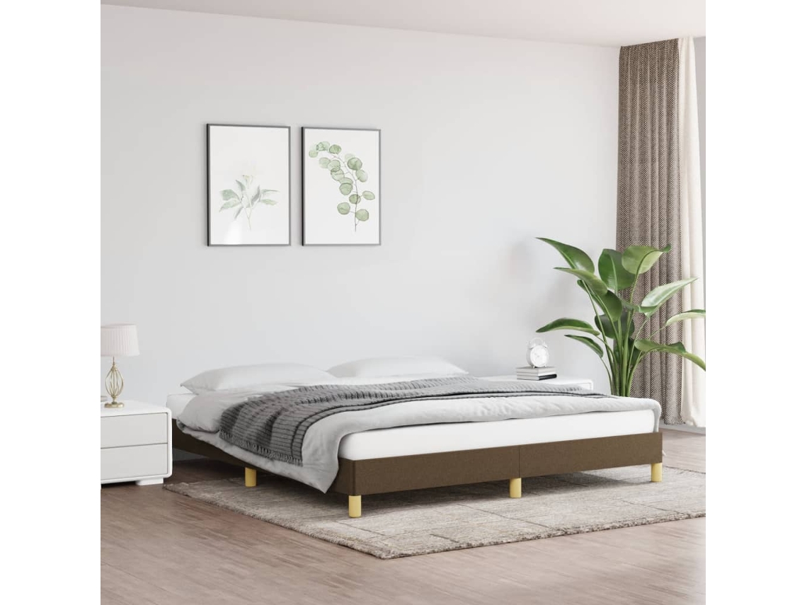 Cama Sin Colchón De Tela Marrón Oscuro 180x200 Cm