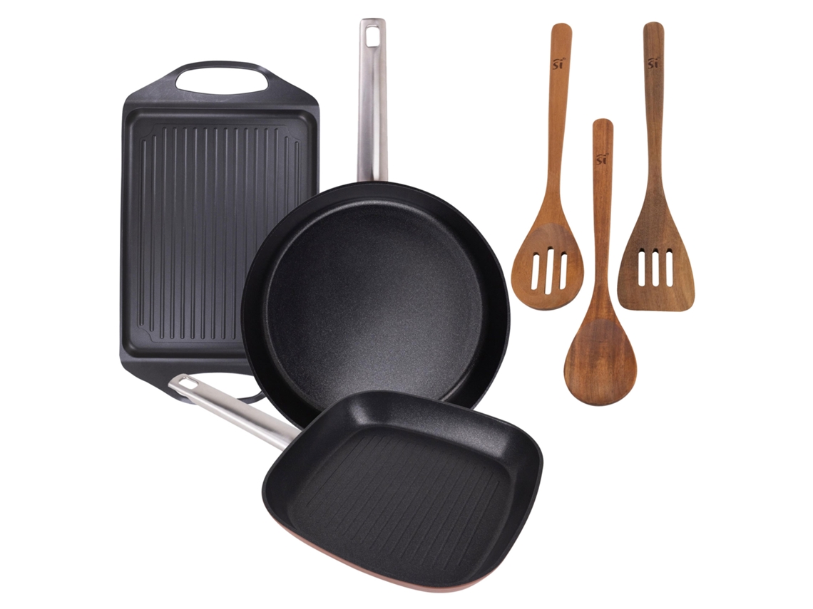 Set de Cocina SAN IGNACIO Agros: Plancha, Sartén, Parrilla y Utensilios de 3 Piezas