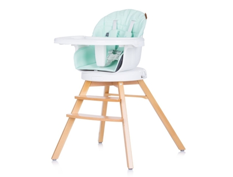 Trona evolutiva 3 en 1 con patas de madera y asiento de polipiel giratorio ROTTO avocado CHIPOLINO