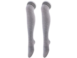 Medias de punto a rayas para mujer, hasta la rodilla, 60 cm de largo, poliéster, modelo 2026.