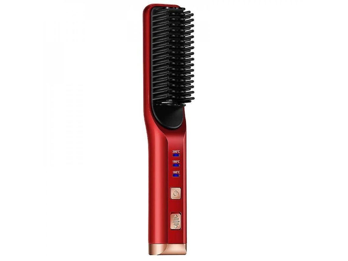 Peine Alisador Y Rizador Inalámbrico Con Puerto Usb Portátil Zhu Red 2 En 1, 3 Ajustes De Temperatura, 4000 Mah