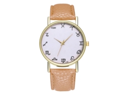 Reloj Deportivo Unisex, De Cuero Beige, De Cuarzo Analógico, Moderno Y Elegante.