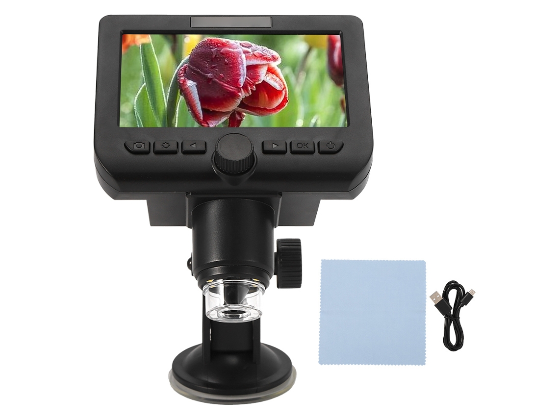 NEVEANCE Microscopio Digital TFT 4,3" con Wi-Fi, Lupa Electrónica 1080P con 8 LED, Pantalla 16:9 para Android 4.4, iOS 9.0, Win7/8/10, MacOS 10.8+