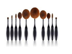 USHION - Juego de 10 brochas de maquillaje de esponja ovalada sintética suave, color negro
