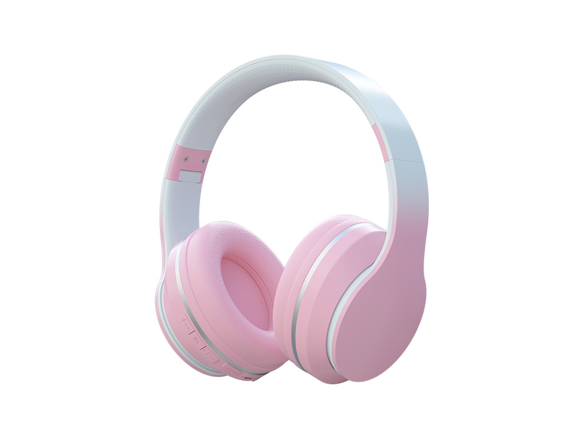 Audífonos inalámbricos Bluetooth con micrófono, degradado de color, control de volumen y aislamiento de ruido. Mdug (rosa xk)