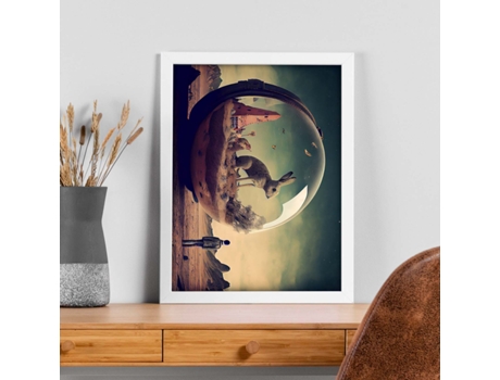NACNIC Poster Liebre En Estilo Surrealismo Cinematográfico Ilustraciones Y Grabados De Historieta Abstracta Y Artística A4 Marcos Negros