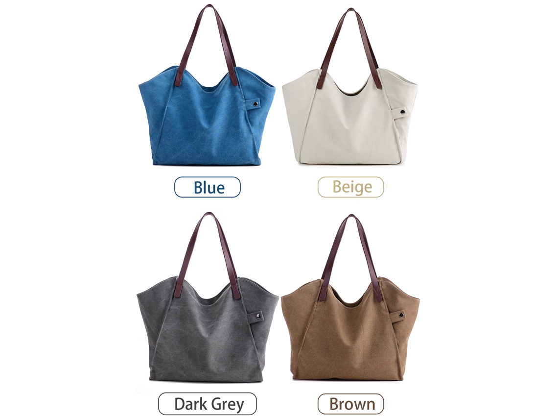 Bolso Tote Vintage De Lona Para Mujer, Gran Capacidad, Para Ir De Compras, De Viaje O Al Colegio.