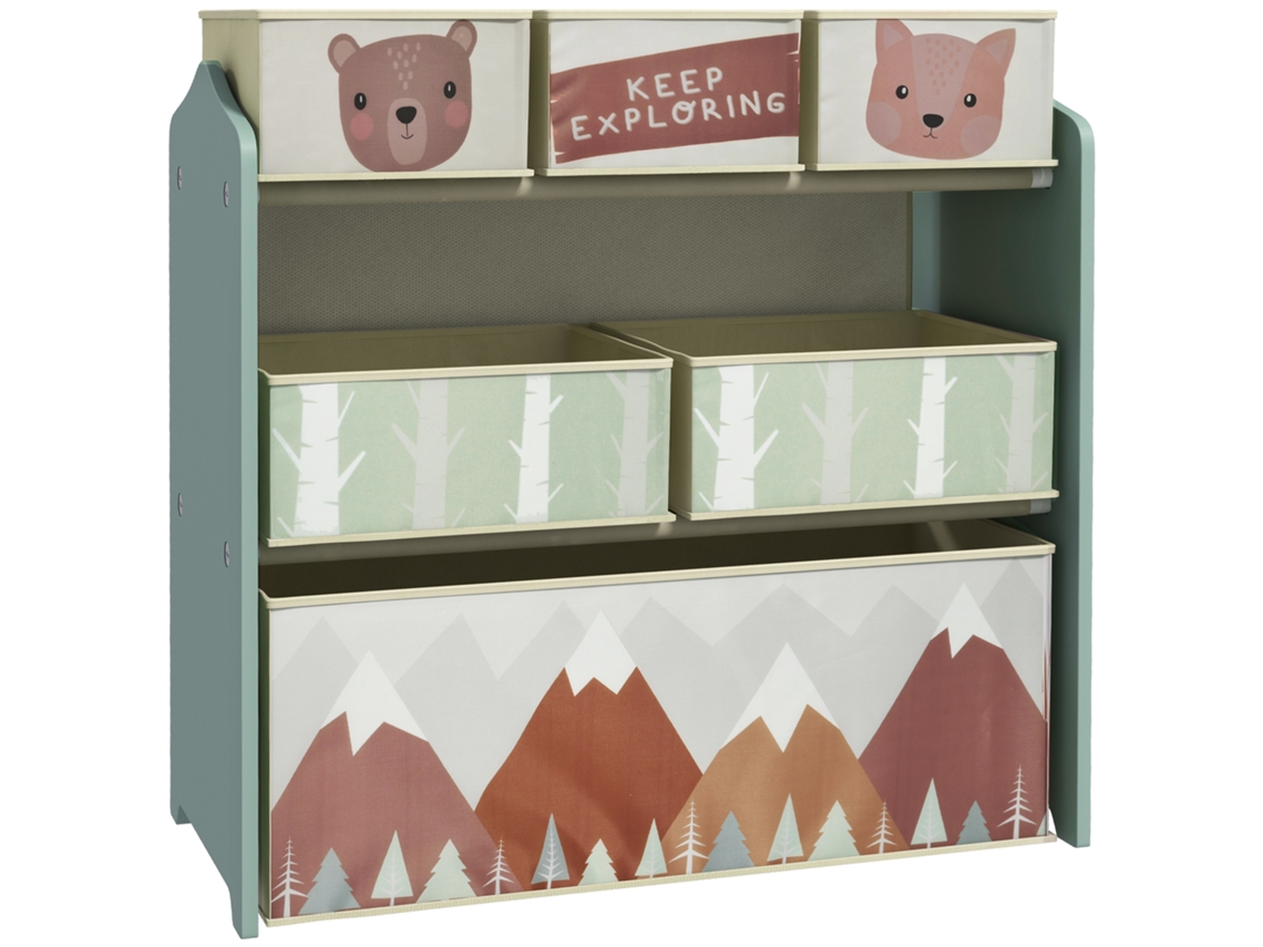 Organizador infantil con 6 cajas, tela no tejida, juguetes, estante, 63x30x66
