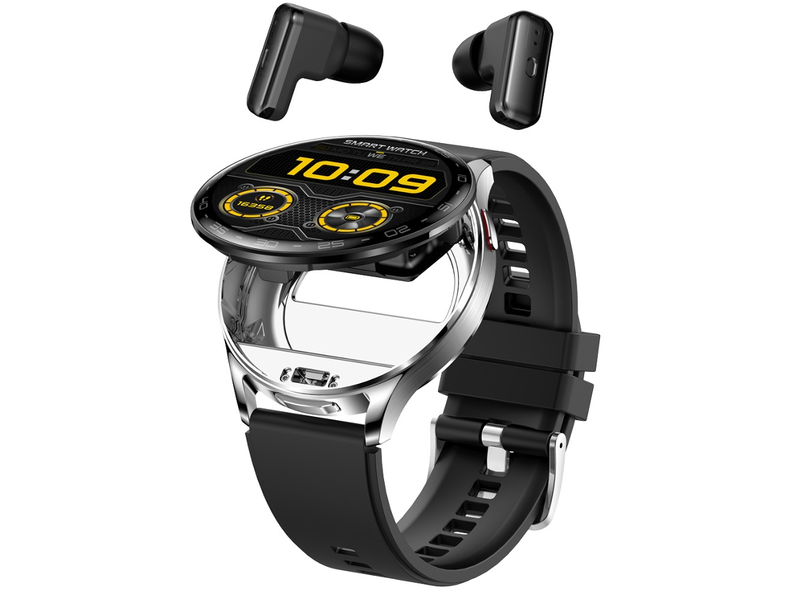 Reloj inteligente Siurn con auriculares Bluetooth ocultos, dos en uno, plateado