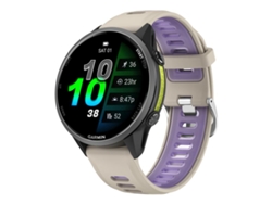 Bracelete Para Garmin Forerunner 970 - Silicone Bicolor - Fivela Prateada Roxo Starlight