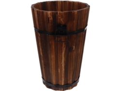Papelera de madera de tamaño mediano con asa, redonda y multifuncional, ideal para la oficina, el dormitorio y el salón. Compacta y portátil. CHABERLU