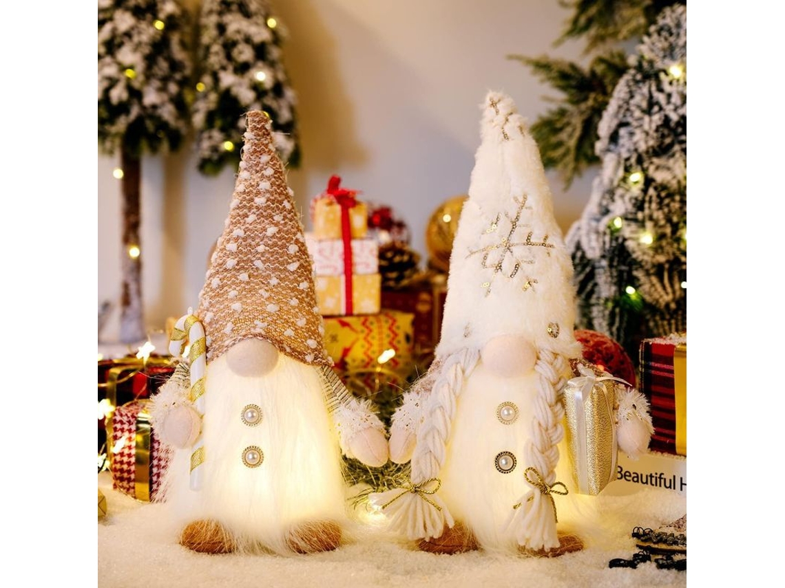 Decoración Navideña: Muñeco De Enano Sin Rostro Con Barba Larga, Gorro De Peluche Con Lámpara, Regalo.