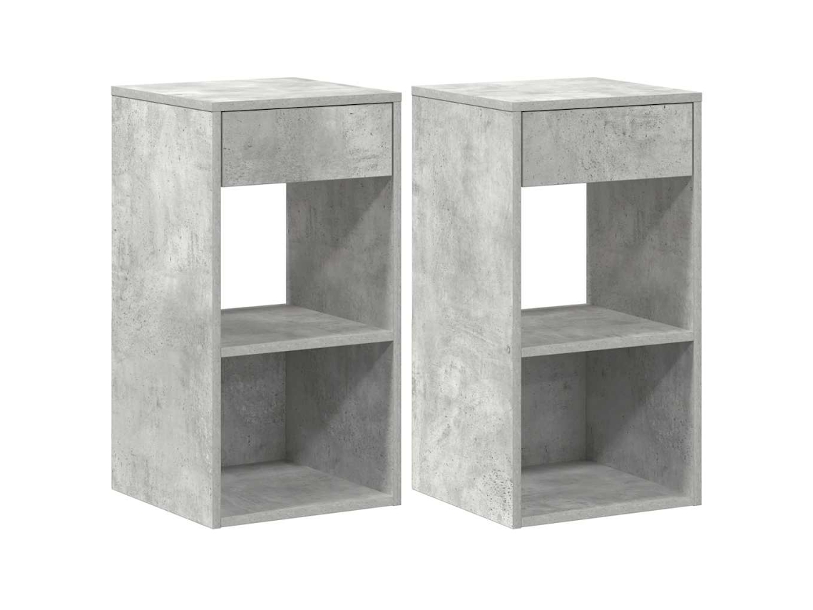 Juego de 2 mesitas de noche con cajón, gris cemento, MAISON EXCLUSIVE (35 x 34 x 66,5 cm)