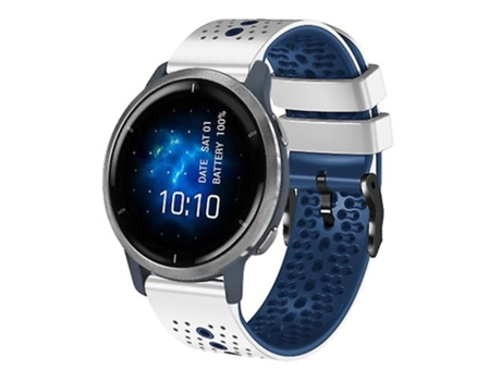 Correa De Reloj Inteligente Para Garmin Venu 2, Banda De Reloj De Silicona Perforada De Dos Colores, Blanco Y Azul, 22Mm VENISYMLIS