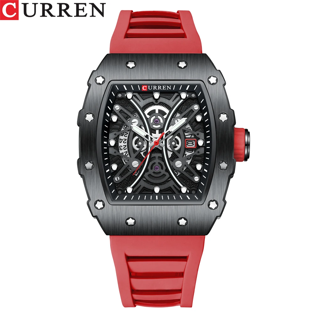 Reloj De Pulsera Creativo 3d De Acero Inoxidable Resistente Al Agua Para Hombre Con Correa De Silicona (rojo)