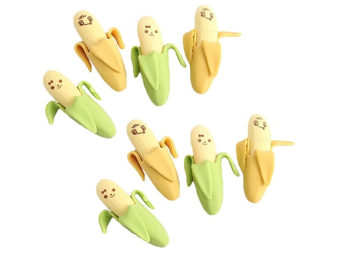 24 Gomas De Borrar Desmontables Con Forma De Plátano Para Niños, Estudiantes Y Material Escolar Con Temática De Frutas.