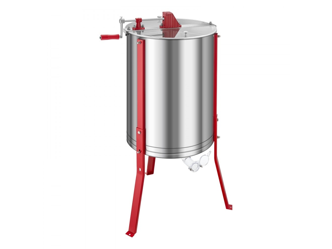Extractor de Miel Manual para 6 Marcos de Acero Inoxidable con Soporte Ajustable Tekmaquinas