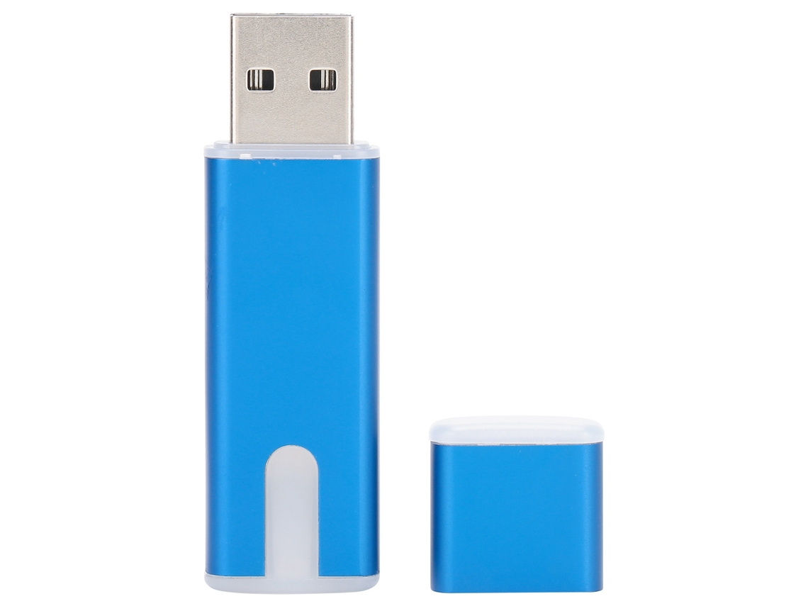 Memoria USB 2.0 con luz pulsante, almacenamiento portátil, diseño mini, azul, 32 GB