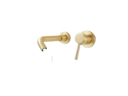 Grifo monomando para lavabo de pared, dorado cepillado