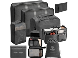 Conjunto De Bolsas Organizadoras Para Malas, Pacote Com 9 Chrui (preto)