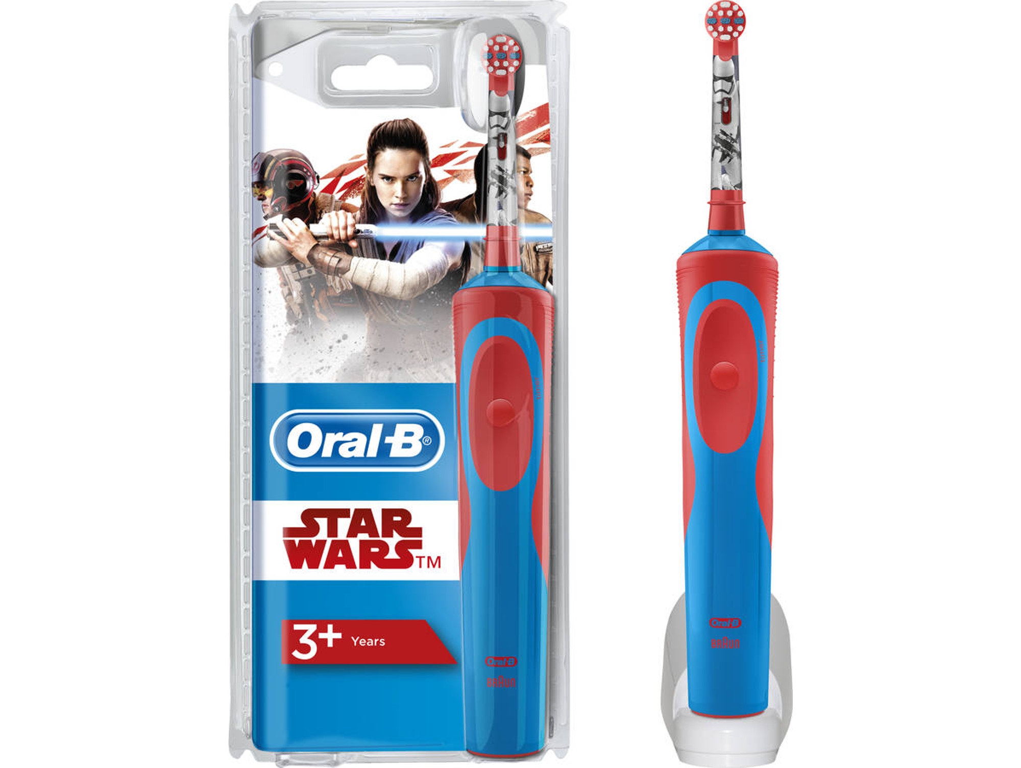 Cepillo Oralb D12 vitality starwars dental braun stages wars kids cls niño dientes rojo y azul 7.600 rpm 1 mango recargable con tecnología cabezal recambio ap power