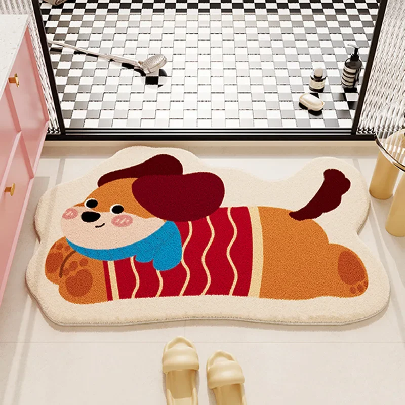 (estilo 3 80x120cm) Bonita Alfombra De Baño De Dibujos Animados, Absorbente Y Suave