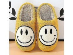2026-pantuflas Suaves De Peluche Con Cara Sonriente Para Parejas Abrigo Cálido Interior Invierno