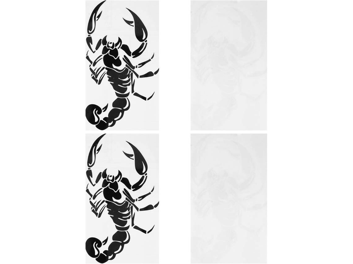 Conjunto De 4 Adesivos Decorativos De Escorpião Em Preto E Branco Para Para-brisa De Carro.