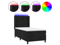 Maison Exclusive - Cama Box Spring Colchón Y Led Terciopelo Negro 90x190 Cm