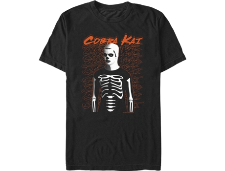 Camiseta Unisexo DEEPSTONE Skeleton Halloween Costume Cobra Kai Negro (XXL)