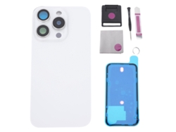 Cambio De Tapa De Vidrio Trasero Para Iphone 15 Pro Con Lente De Cámara Y Kit De Reparación Blanco