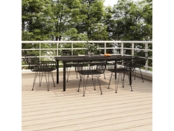Juego de comedor de jardín de 7 piezas en mimbre sintético negro, Dkd Home Decor