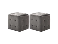 Puf 2 Unidades Terciopelo Gris 30x30x30 Cm
