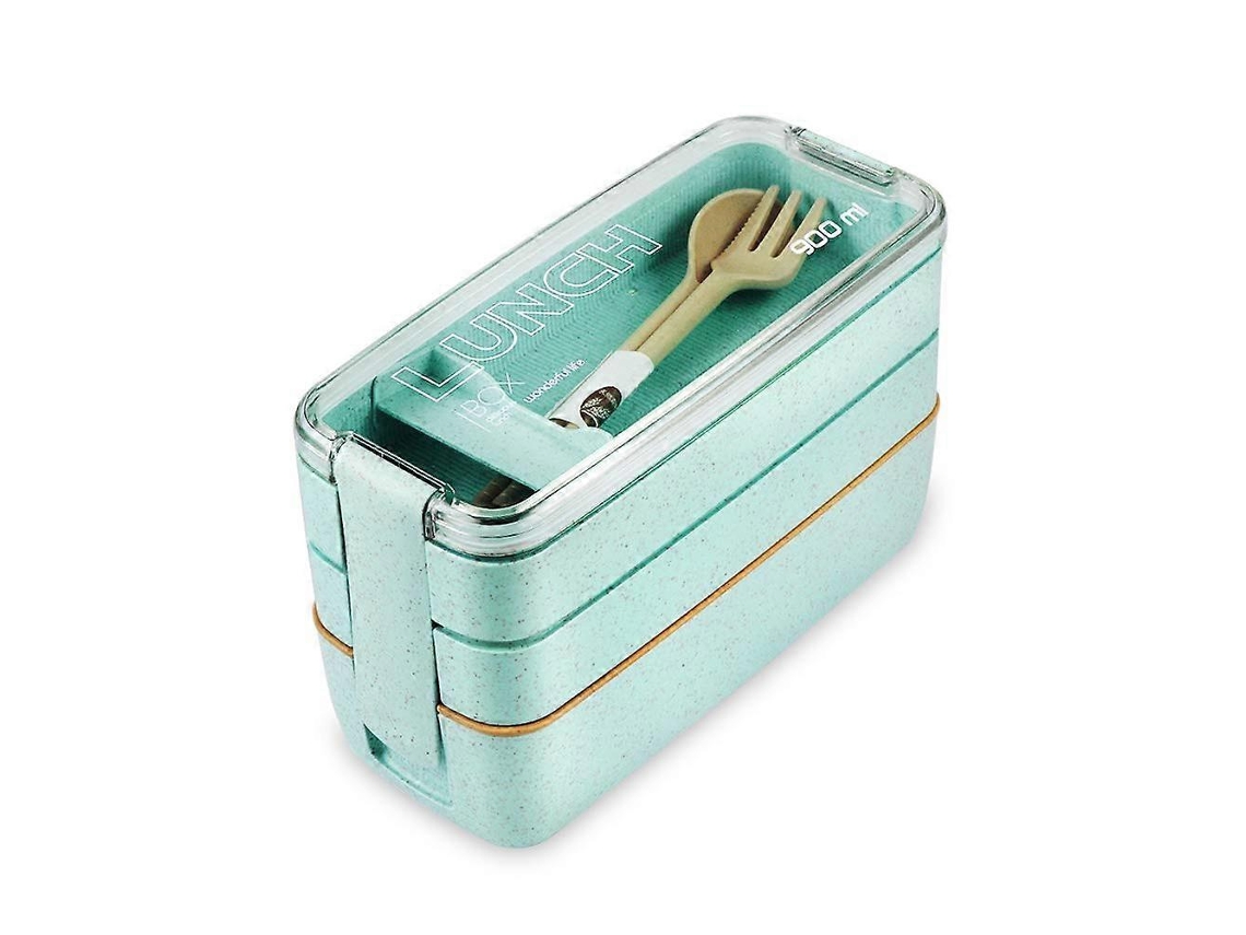 Fiambrera Bento a prueba de fugas, 3 compartimentos, ecológica, apilable
