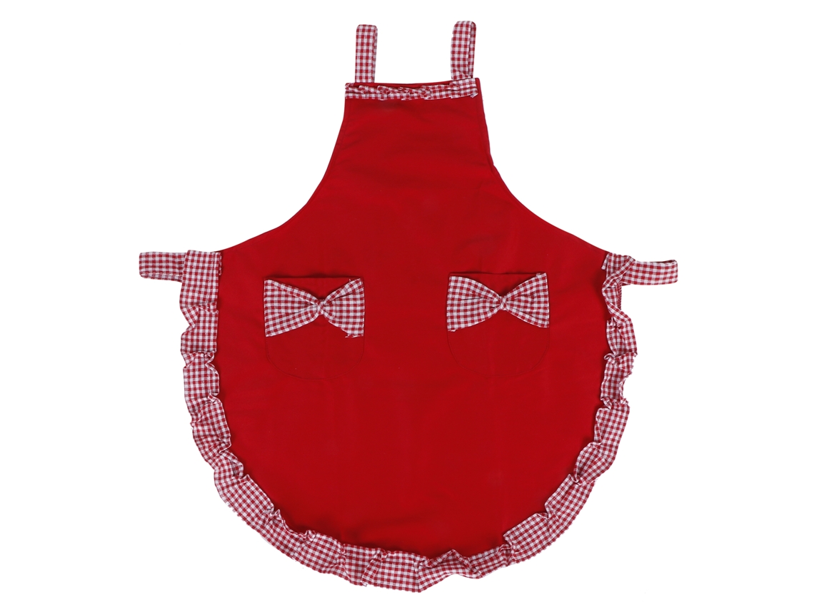 HYMNORA Delantal Femenino Vintage con Lazos y Encaje con Bolsillo para Cocina y Utensilios de Cocina