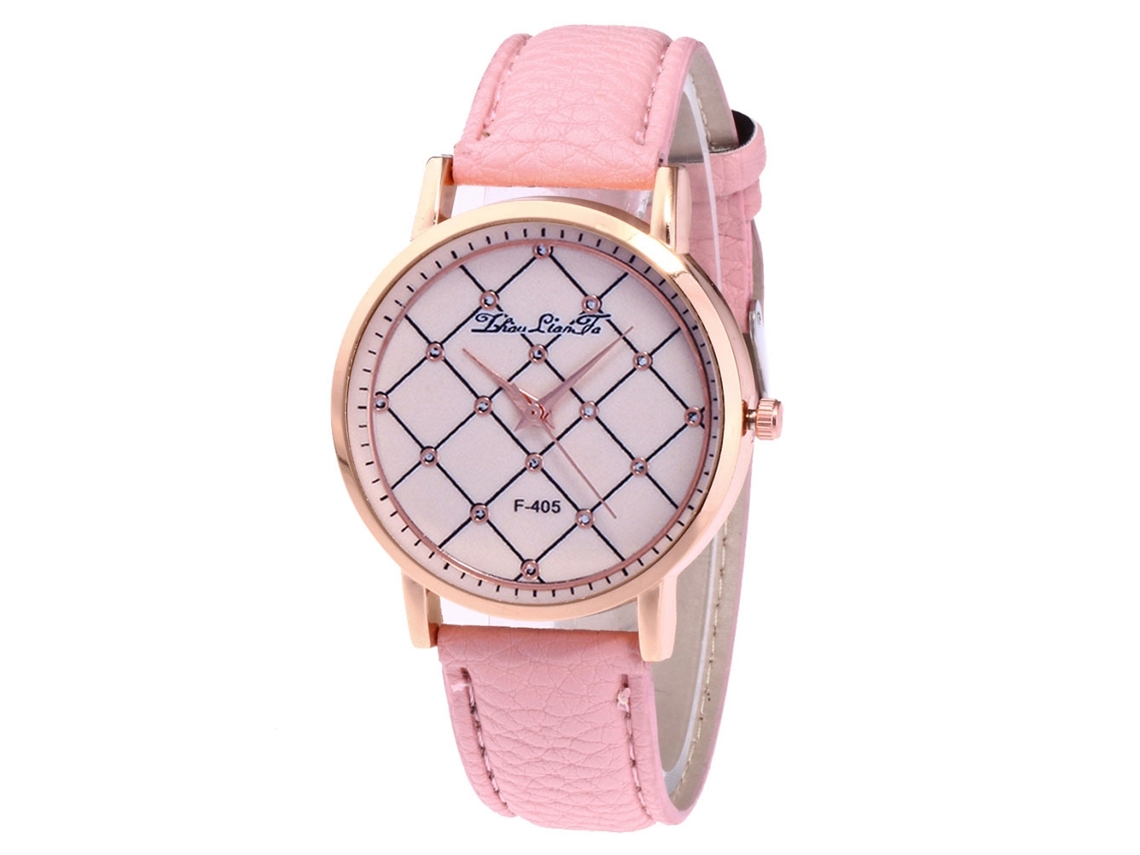 Reloj De Pulsera De Cuarzo Informal De Estilo Coreano Para Mujer Con Correa De Cuero (rosa)